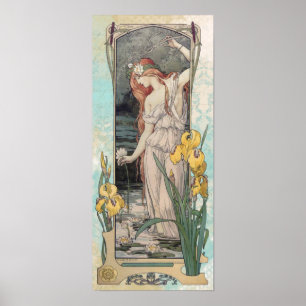 * Victoriaans AR23 Vrouw bloemen Art Nouveau Poster