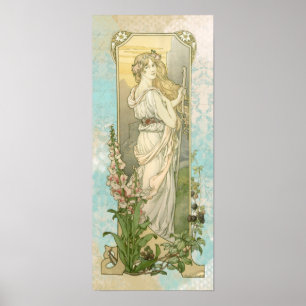 * Victoriaans AR23 Woman Walking Art Nouveau Poster
