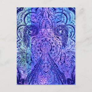 Victoriaans Arabesk, KASBAH - marine & cyaan Briefkaart