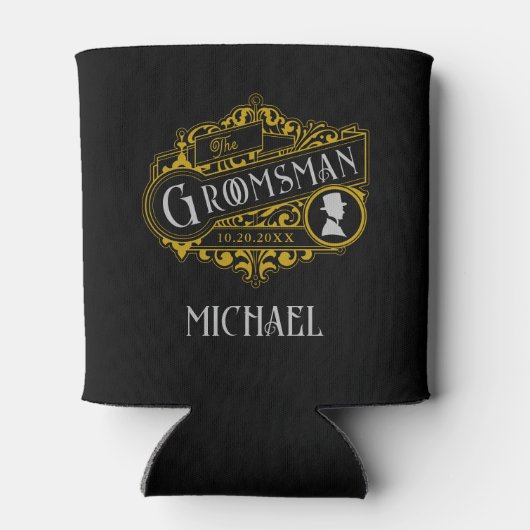 Victoriaans Art Elegant Zwart Groomsmen Gift Blikjeskoeler (Achterkant)