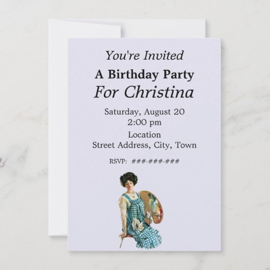 Victoriaans Artiest Lady Painter Palette Verjaarda Kaart (Voorkant)