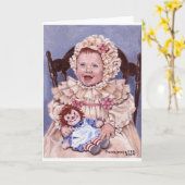 Victoriaans Baby met pop Kaart (Gele Bloem)