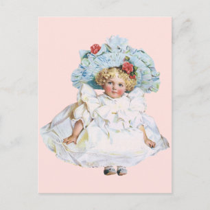  Victoriaans babymeisje Doll, Pet Pasen Feestdagenkaart