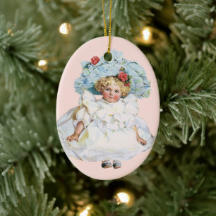 Victoriaans babymeisje Doll, Pet Pasen Keramisch Ornament