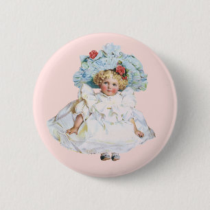  Victoriaans babymeisje Doll, Pet Pasen Ronde Button 5,7 Cm