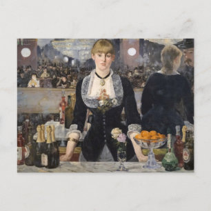 Victoriaans Barmeisje bij Folies Bergere, Frankrij Briefkaart