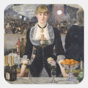 Victoriaans Barmeisje bij Folies Bergere, Frankrij Vierkante Sticker