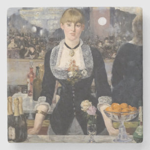 Victoriaans barmeisje op folies bergere, frankrijk stenen onderzetter