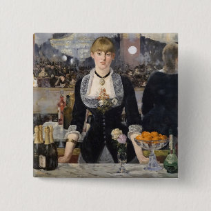 Victoriaans barmeisje op folies bergere, frankrijk vierkante button 5,1 cm