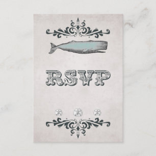Victoriaans Beach Whale Wedding RSVP Kaart