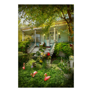 Victoriaans - Bevidere NJ - Flamingo's nestelen Perfect Poster