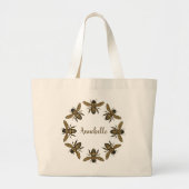 Victoriaans bijen met dubbele persoonlijke Canvas Grote Tote Bag (Voorkant)