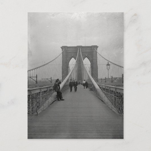 Victoriaans Black en White Brooklyn Bridge Briefkaart (Voorkant)