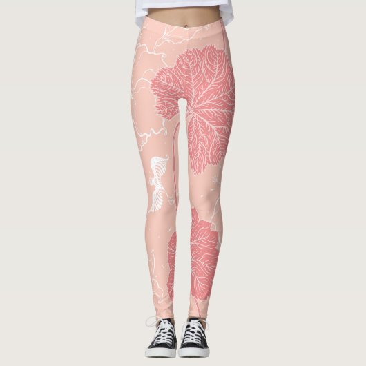Victoriaans bladeren: handgetekend Ornament. Leggings (Voorkant)