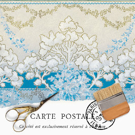  Victoriaans Blauw en Wit Bloemen Decoupage Tissuepapier