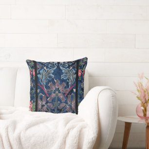 Victoriaans Blauw Fluweel Bloemen Kussen