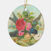 Victoriaans blauw kerstsierfeest keramisch ornament (Links)