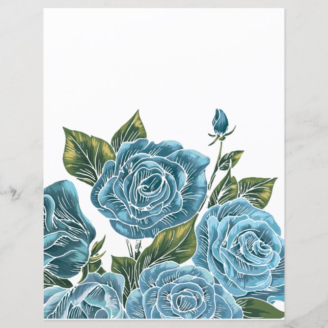 Victoriaans blauw Rozen Journal-scrapbook paper (Voorkant)