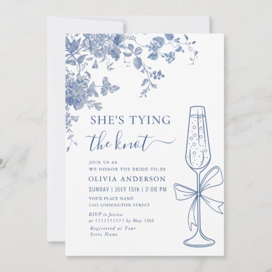 Victoriaans blauw Ze bindt het knoop VRIJGEZELLENF Kaart (Voorkant)