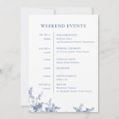 Victoriaans Blauwe Bloemen Wedding WEEKEND EVENEME Kaart (Achterkant)