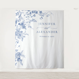 Victoriaans Blauwe Franse Tuin Huwelijk Achtergron Wandkleed