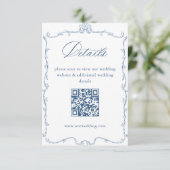 Victoriaans  Blauwe Trouwdetails QR-code Informatiekaartje (Staand voorkant)
