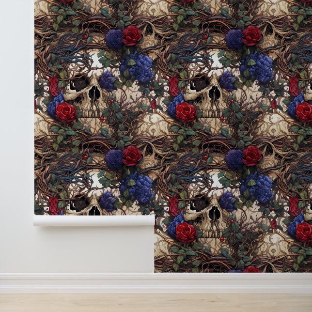 Victoriaans Blauwe Vogel Boho Georgische Trailing Behang (Applicatie)