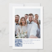 Victoriaans  Bloemen Dusty Blue Wedding QR-code Bedankkaart (Achterkant)