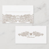 Victoriaans Bloemen Kant Design Wit Plaatskaartje (Voorkant / Achterkant)