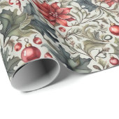 Victoriaans Bloemen Kerstmis Cadeaupapier (Rol Hoek)