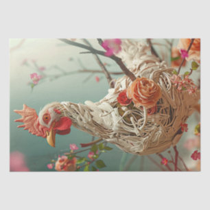 Victoriaans Bloemen Kip Decoupage Tissuepapier