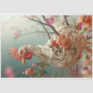 Victoriaans Bloemen Kip Decoupage Tissuepapier