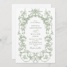 Victoriaans  Bloemen Sage Groen QR code Trouwen