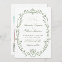 Victoriaans  Bloemen Sage Groen QR code Trouwen