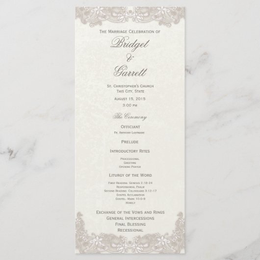 Victoriaans Bloemen Trouwprogramma Programma (Voorkant)