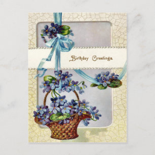 Victoriaans Bloemen Verjaardag Briefkaart. Briefkaart