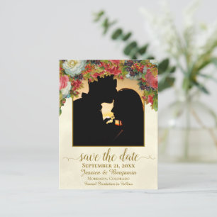 Victoriaans Bloemen w/Photo Bruiloft Save the Date Aankondigingskaart