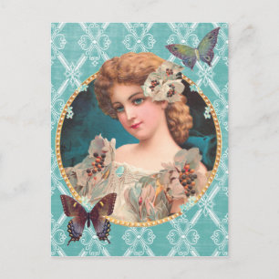 Victoriaans Bloemenmeisje Briefkaart