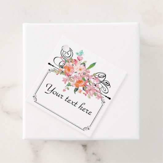 Victoriaans bloemhangend bord trouw zwart wit bedankjes labels (In situ)