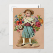 Victoriaans bloemmeisje briefkaart (Voorkant / Achterkant)