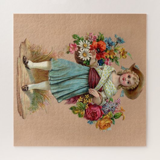 Victoriaans bloemmeisje legpuzzel (Horizontaal)