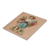 Victoriaans bloemmeisje tegeltje (Zijkant)