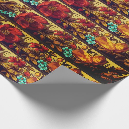 Victoriaans bloemmotief Elegant bruin Cadeaupapier (Hoek)