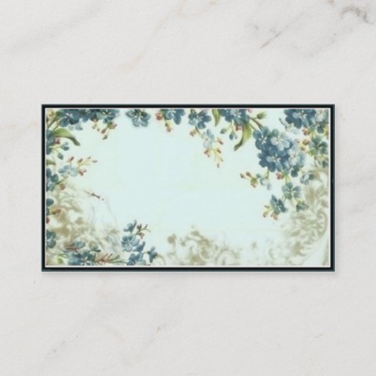 Victoriaans Blue Floral Business Card-template Visitekaartje (Voorkant)