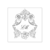 Victoriaans Botanische krans Rococo Crest Monogram Rubberstempel (Afrduk)