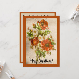  Victoriaans botanische rode papaver Kaart