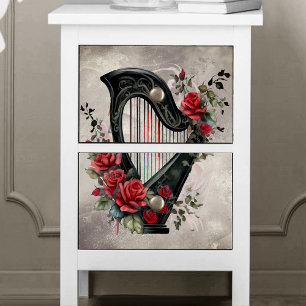 Victoriaans Boudoir Pedal Harp Muziekinstrument Tissuepapier