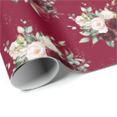  Victoriaans Bourgogne Blush Rozen Bloemen Cadeaupapier (Rol Hoek)