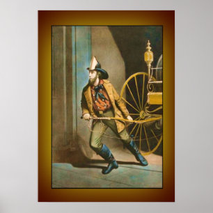 Victoriaans brandweerman 2 "De Amerikaanse vuurman Poster