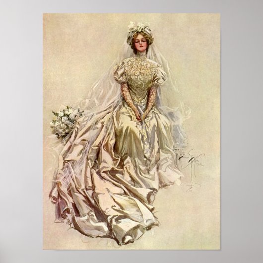  Victoriaans Bride, Antiek Bridal Portret Poster (Voorkant)